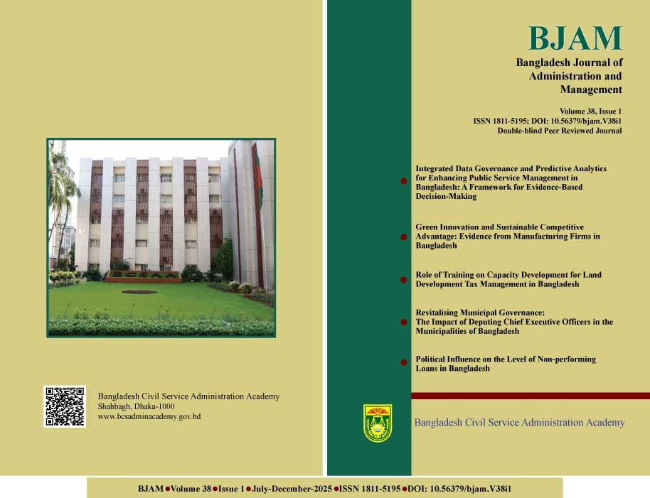 					View Vol. 38 No. 1 (2025): Bangladesh Journal of Administration and Management
				